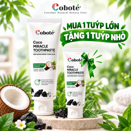 COBOTÉ - Kem đánh răng than dừa 100g (Coco Miracle Toothpaste)