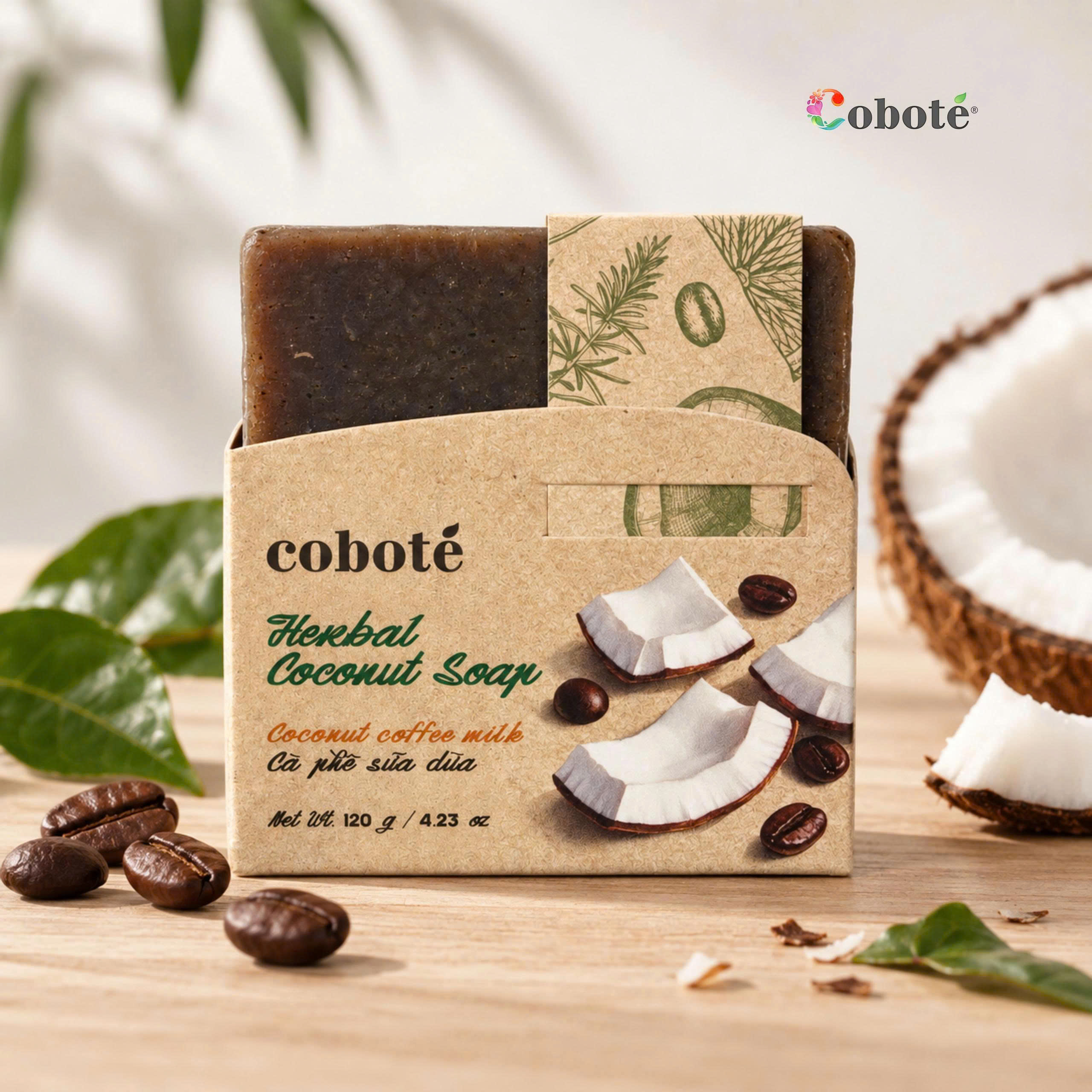 COBOTÉ - Xà phòng cắt cà phê & sữa dừa (120g)
