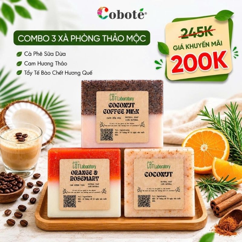 Combo 3 xà phòng thảo mộc Coboté