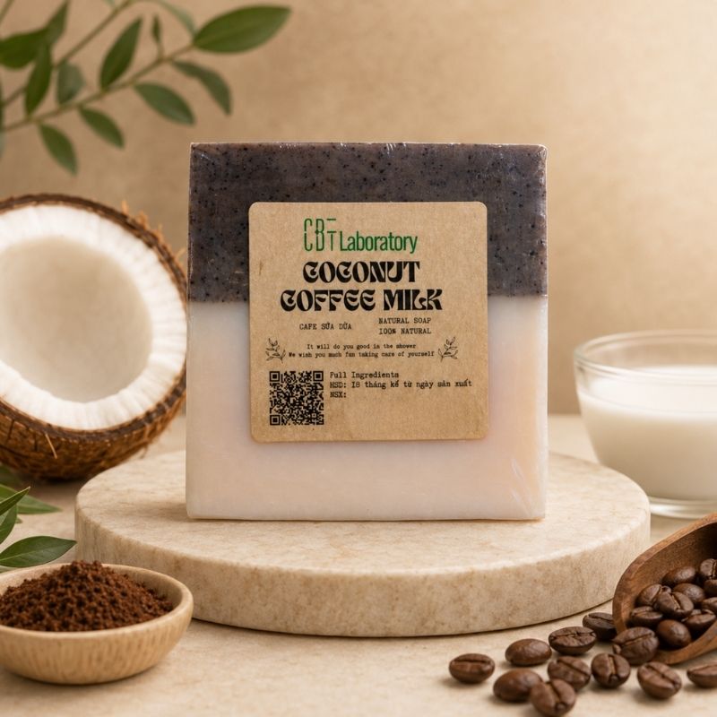 Xà phòng cắt - cà phê & sữa dừa Coboté (120g)